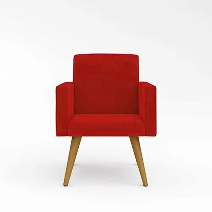 Imagem de Kit 2 Poltrona Decorativa Nina Cadeira Escritório Recepção Suede Vermelho