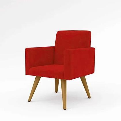 Imagem de Kit 2 Poltrona Decorativa Nina Cadeira Escritório Recepção Suede Vermelho
