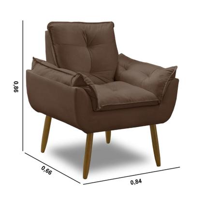 Imagem de Kit 2 Poltrona decorativa opala confortável para sala quarto recepção suede luxo porto arapongas Cor:marrom