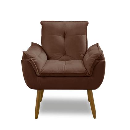 Imagem de Kit 2 Poltrona decorativa opala confortável para sala quarto recepção suede luxo porto arapongas Cor:marrom
