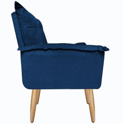 Imagem de Kit 2 Poltrona Decorativa Opala Suede Azul Marinho  para Sala de Estar Luxo Escritório Quarto