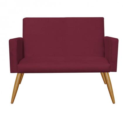 Imagem de Kit 2 Poltrona e Namoradeira Decorativa Nina Sala de Estar Recepção Suede Bordo