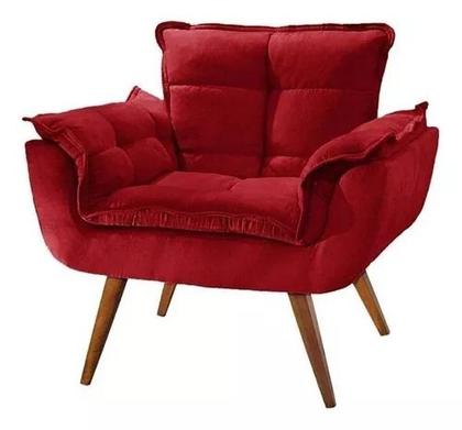 Imagem de Kit 2 Poltrona + Namoradeira Opala Decorativa Reforçada Recepção Clínica Salão Sala de Estar Suede Vermelho