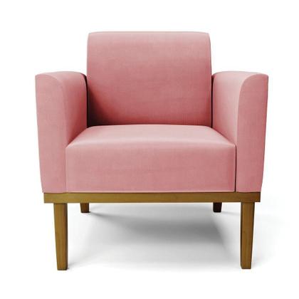 Imagem de Kit 2 Poltronas Base De Madeira Fixa Castanho Marisa Suede D03 - DRossi Rose