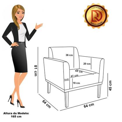 Imagem de Kit 2 Poltronas Base De Madeira Fixa Castanho Marisa Suede D03 - DRossi Rose