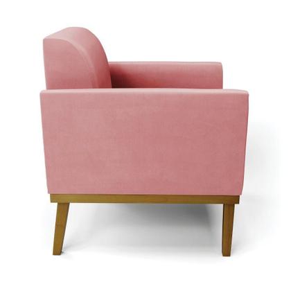 Imagem de Kit 2 Poltronas Base De Madeira Fixa Castanho Marisa Suede D03 - DRossi Rose