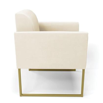 Imagem de Kit 2 Poltronas Base Industrial Dourado Marisa Veludo D03 - D'rossi Cor Bege
