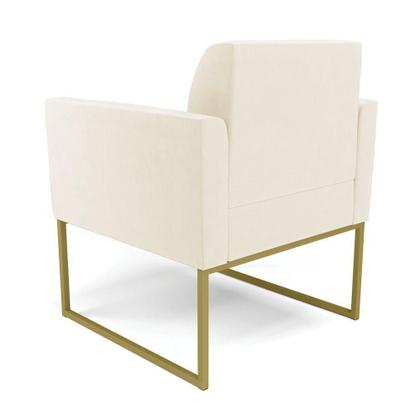 Imagem de Kit 2 Poltronas Base Industrial Dourado Marisa Veludo D03 - D'rossi Cor Bege