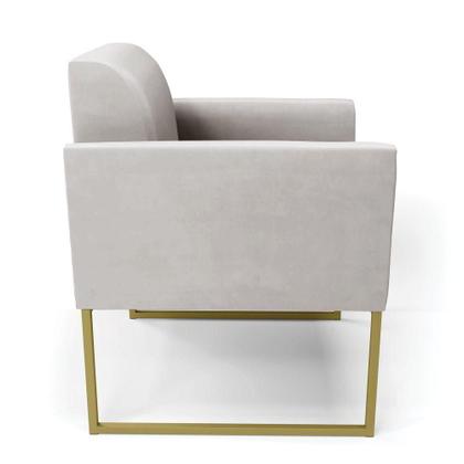 Imagem de Kit 2 Poltronas Base Industrial Dourado Marisa Veludo D03 - D'rossi Cor Cinza