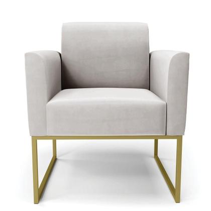 Imagem de Kit 2 Poltronas Base Industrial Dourado Marisa Veludo D03 - D'rossi Cor Cinza