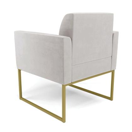 Imagem de Kit 2 Poltronas Base Industrial Dourado Marisa Veludo D03 - D'rossi Cor Cinza