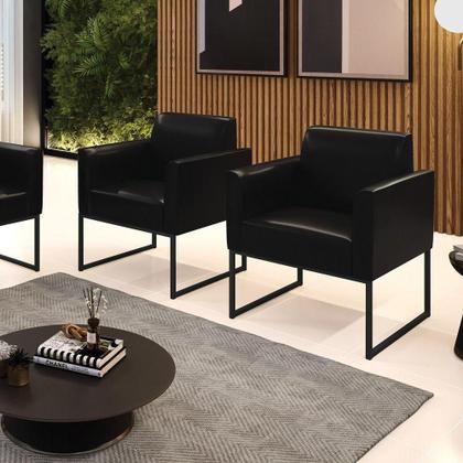 Imagem de Kit 2 Poltronas Base Industrial Preto Marisa Corano Preto D03 - D'rossi