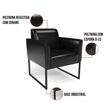 Imagem de Kit 2 Poltronas Base Industrial Preto Marisa Corano Preto D03 - D'rossi