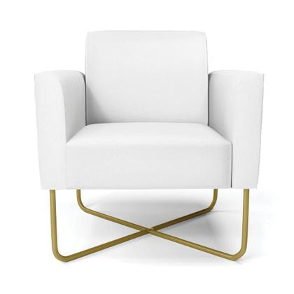 Imagem de Kit 2 Poltronas Base X Industrial Dourado Marisa material sintético Branco