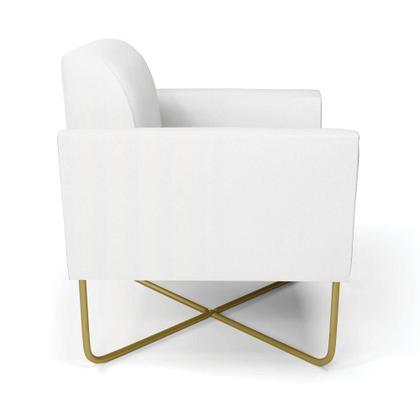 Imagem de Kit 2 Poltronas Base X Industrial Dourado Marisa material sintético Branco