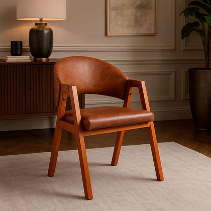 Imagem de Kit 2 Poltronas Cadeira Para Sala Madeira Maciça Kora Ocre