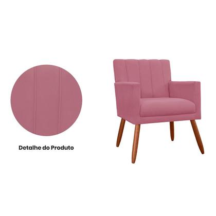 Imagem de Kit 2 Poltronas Cadeiras Decorativa Para Recepção Cecília Cecília Suede Rosa Barbie - INCASA DECOR