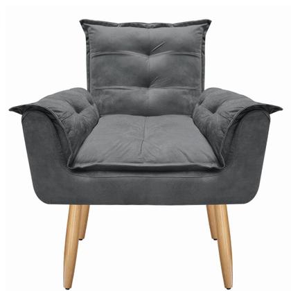 Imagem de Kit 2 Poltronas Cadeiras Decorativas Opala Suede Cinza Pés Palito Para Recepção Sala De Estar Consul