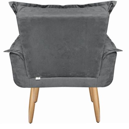 Imagem de Kit 2 Poltronas Cadeiras Decorativas Opala Suede Cinza Pés Palito Para Recepção Sala De Estar Consul