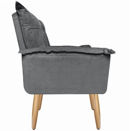 Imagem de Kit 2 Poltronas Cadeiras Decorativas Opala Suede Cinza Pés Palito Para Recepção Sala De Estar Consul