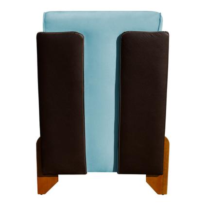 Imagem de Kit 2 Poltronas Composê Heloisa Couro Marrom Veludo Azul Turquesa