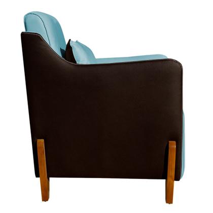 Imagem de Kit 2 Poltronas Composê Heloisa Couro Marrom Veludo Azul Turquesa