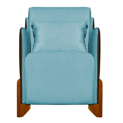 Imagem de Kit 2 Poltronas Composê Heloisa Couro Marrom Veludo Azul Turquesa