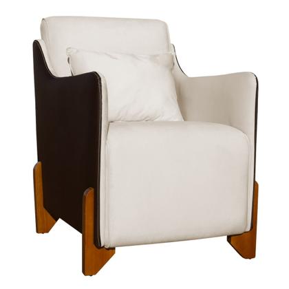 Imagem de Kit 2 Poltronas Composê Heloisa Couro Marrom Veludo Bege