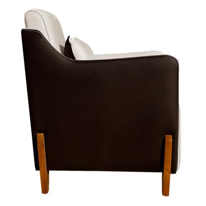 Imagem de Kit 2 Poltronas Composê Heloisa Couro Marrom Veludo Bege