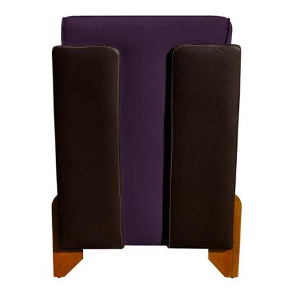 Imagem de Kit 2 Poltronas Composê Heloisa Couro Marrom Veludo Roxo