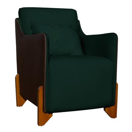 Imagem de Kit 2 Poltronas Composê Heloisa Couro Marrom Veludo Verde