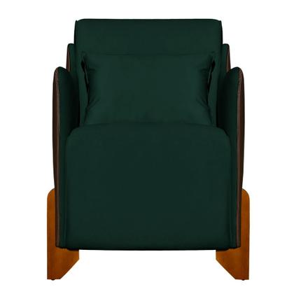 Imagem de Kit 2 Poltronas Composê Heloisa Couro Marrom Veludo Verde