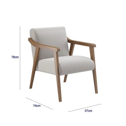 Imagem de Kit 2 Poltronas Decorativa Flavia tecido linho cru madeira maciça cor Nogueira