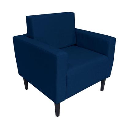 Imagem de Kit 2 Poltronas Decorativa Leticia Slim Suede Azul Marinho Pés Madeira Ms Decor
