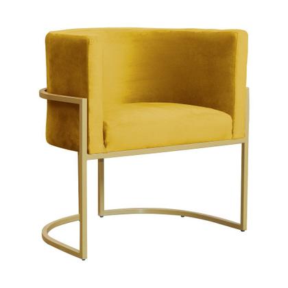 Imagem de Kit 2 Poltronas Decorativa Luana Veludo Amarelo Base Dourada Ms Decor