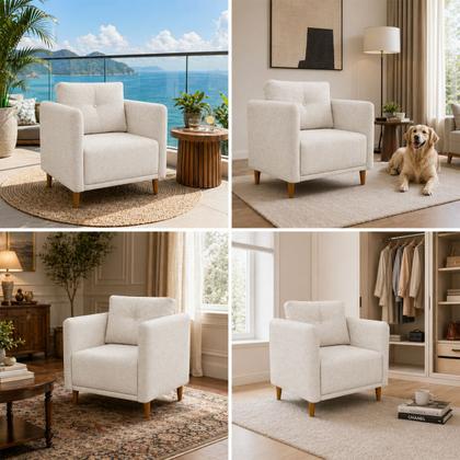 Imagem de Kit 2 Poltronas Decorativa Luxo Para Sala Consultório Escritório Recepção Aviv Tecido Luxo Linho Premium Easy Clean