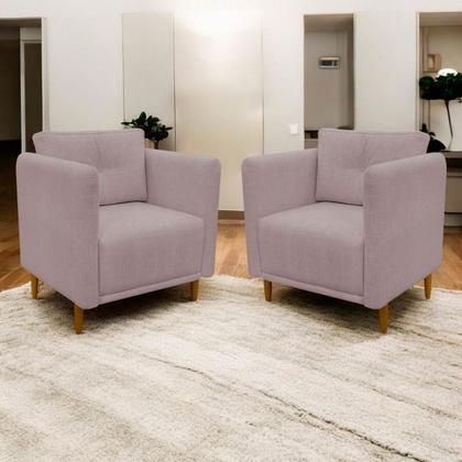 Imagem de kit 2 Poltronas Decorativa Luxo Para Sala Recepção Consultório Escritório Aviv Linho Premium