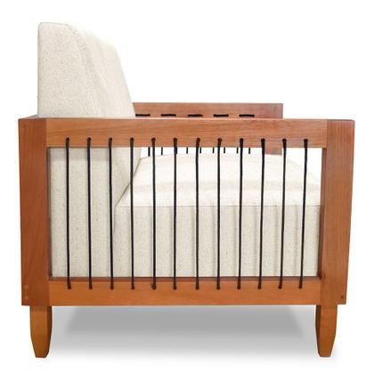 Imagem de Kit 2 Poltronas Decorativa Marilia Linho Base em Madeira Castanho - Pallazio