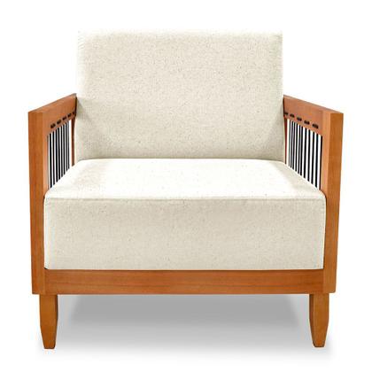 Imagem de Kit 2 Poltronas Decorativa Marilia Linho Base em Madeira Castanho - Pallazio