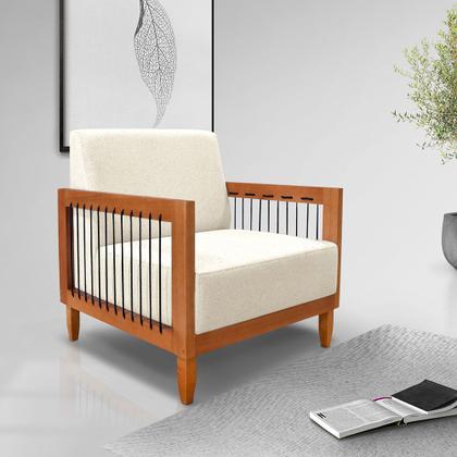 Imagem de Kit 2 Poltronas Decorativa Marilia Linho Base em Madeira Castanho - Pallazio