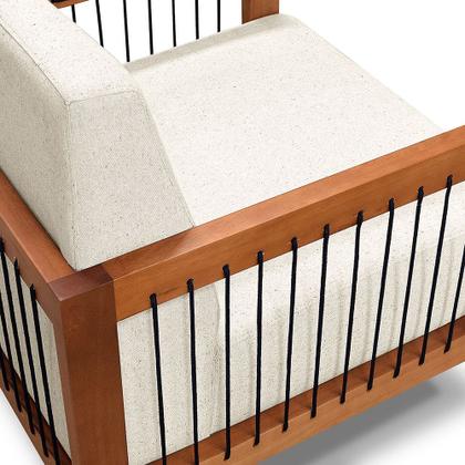 Imagem de Kit 2 Poltronas Decorativa Marilia Linho Base em Madeira Castanho - Pallazio