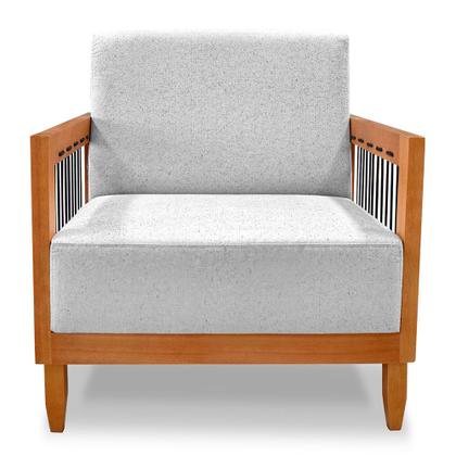 Imagem de Kit 2 Poltronas Decorativa Marilia Linho Base em Madeira Castanho - Pallazio