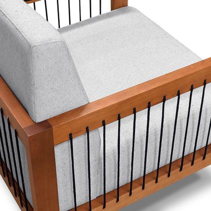 Imagem de Kit 2 Poltronas Decorativa Marilia Linho Base em Madeira Castanho - Pallazio