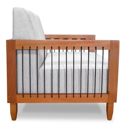 Imagem de Kit 2 Poltronas Decorativa Marilia Linho Base em Madeira Castanho - Pallazio