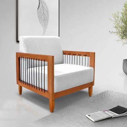 Imagem de Kit 2 Poltronas Decorativa Marilia Linho Base em Madeira Castanho - Pallazio