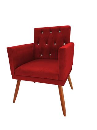 Imagem de Kit 2 Poltronas Decorativa Nina Retro Recepção Sala de Estar Suede Botão Cristal Pés Palitos Vermelho Ec Móveis