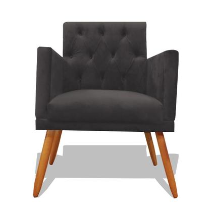 Imagem de Kit 2 Poltronas Decorativa Nina Retro Recepção Sala de Estar Suede Pés Palitos Grafite Ec Móveis