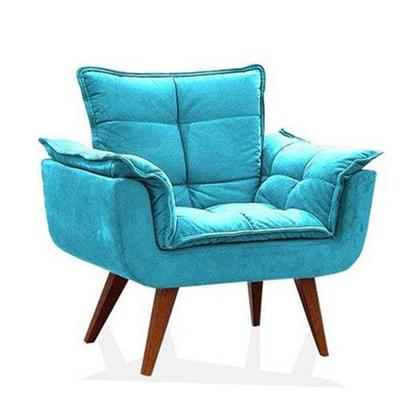 Imagem de Kit 2 Poltronas Decorativa Opalla Suede Azul Tifany - Twdecora 