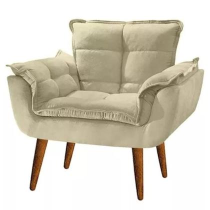Imagem de Kit 2 Poltronas Decorativa Opalla Suede Bege - Twdecora