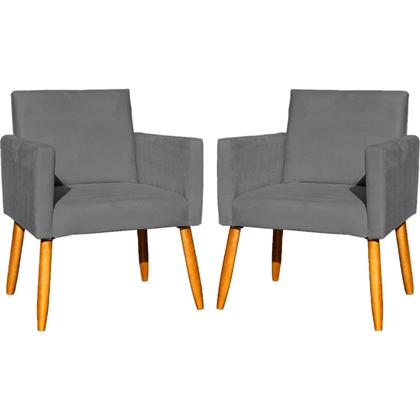 Imagem de Kit 2 Poltronas Decorativa Para Sala Recepção Escritório Consultório Nina Tecido Suede Pés Palito